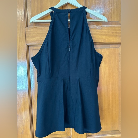 Black Bengaline Caged High Neck Peplum Top - Picture 7 of 8